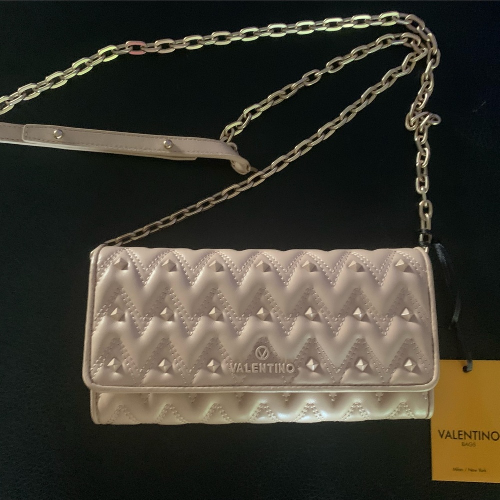 Valentino Leather Spike-Studded Chain Strap Purse